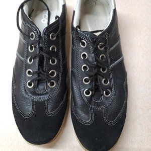 ECCO Black Leather & Suede Womens Shoes Sz EUR 41
